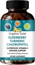 Organic Veda Elderberry Turmeric Chlorophyll Immune Support Supplement - Superfoods Antioxidants, Green Vitamin C, Grape Seed Extract, Acerola, Moringa & Papaya Enzymes - 60 Vegan Capsules