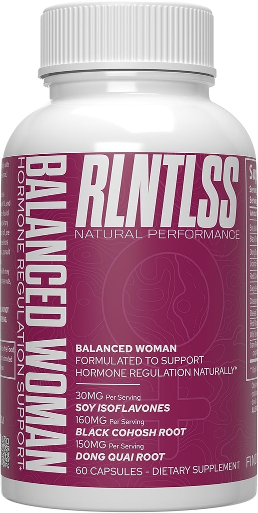 RLNTLSS Balanced Woman - Natürliche Hormon-Verordnung Unterstützung - 1250+ mg pro Servieren - Frauen Premium Hormon-Imbalance-Ergänzung - 11 Active Ingredient Complex - Made in the USA - (60 Kapseln)