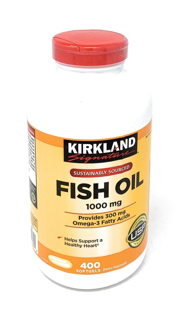 Kirkland Signature Huile de poisson Concentré avec les acides gras oméga-3, 800 softgels, 1000mg