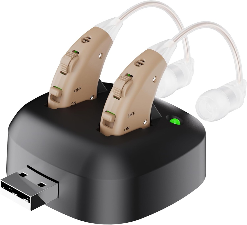 Digital Hearing Amplifier - Wiederaufladbare Hinter dem Ohr Persönliches Hörgeräte-Verstärker-Paar, BTE Digital Hörverstärker mit USB Lade Dock von MEDca