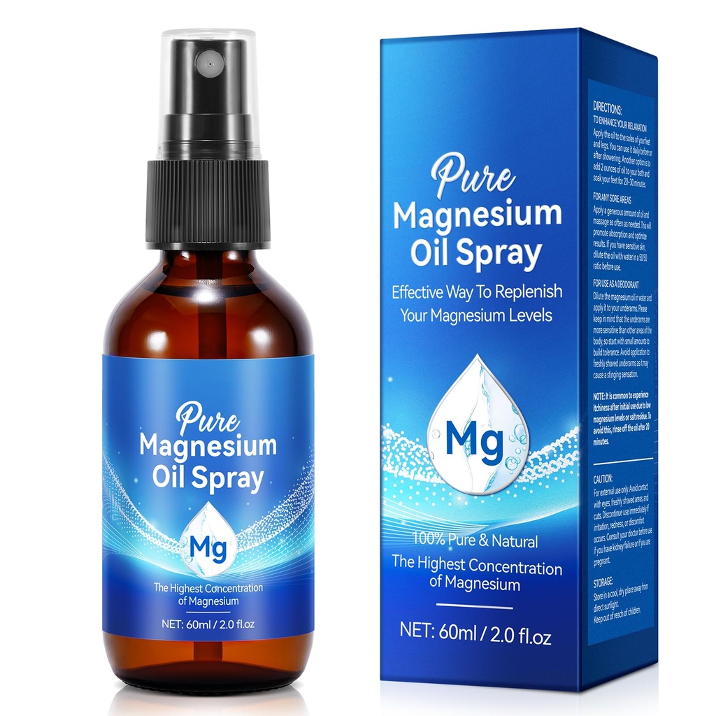 Magnesium Öl Spray - Reines Magnesium - Spray Magnesium für Füße und Schlaf (2.02 Fl Oz), Blau