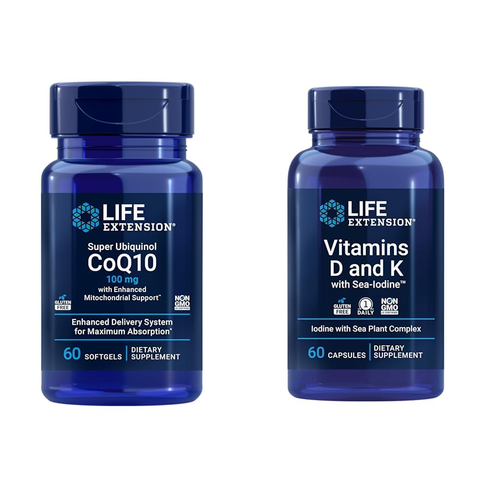 Extension de vie Super Ubiquinol CoQ10 avec soutien Mitochondrial amélioré et vitamines D et K avec l'iode de mer, vitamine D3