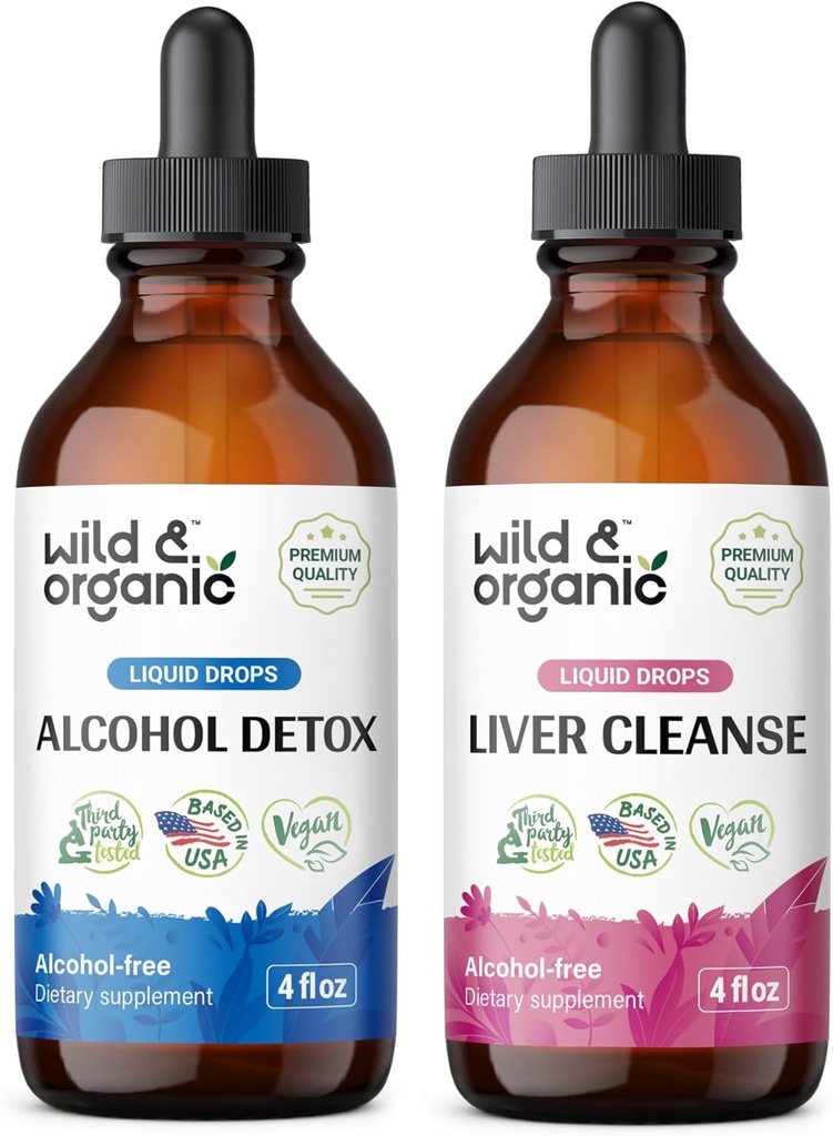 Wild & Bio Alkohol Detox Tincture 4 fl oz & Liver Cleanse Tincture 4 fl oz