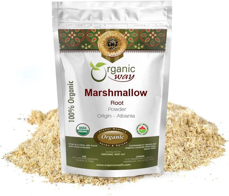 Bio Way Marshmallow Root Powder (Althaea Officinalis) - Kräutertee | European Wild-Harvest | Organic & Kosher Certified | Non GMO & Gluten Free | USDA Certified | Origin - Albanien (1LBS / 16Oz.)