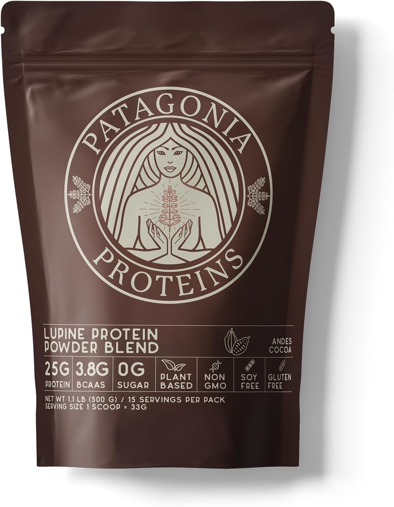 Veganprotein in Patagonien, 25g, 110 Cal, 3.8g BCAAs, Plant-Based, Non-GMO, Sugar Free, Soy Free, Glutenfrei (Andes Cocoa, 15 Portionen)