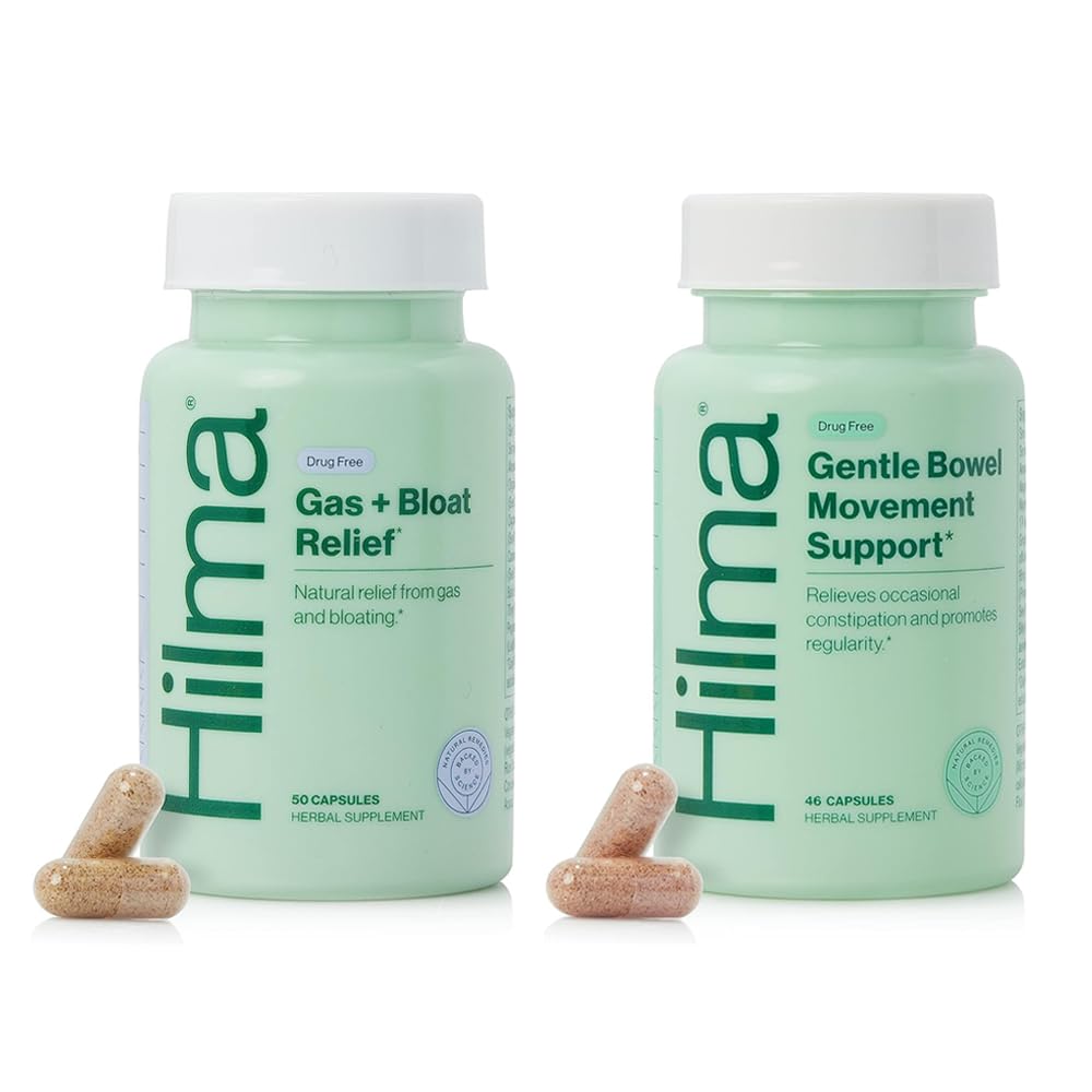 Hilma Natural Gas und Bloating Relief für Frauen, Doktor mit Organischen Inhaltsstoffen, Zitronenbalsam, Fennel und Pfefferminzblatt, 50 Vegan Kapseln
