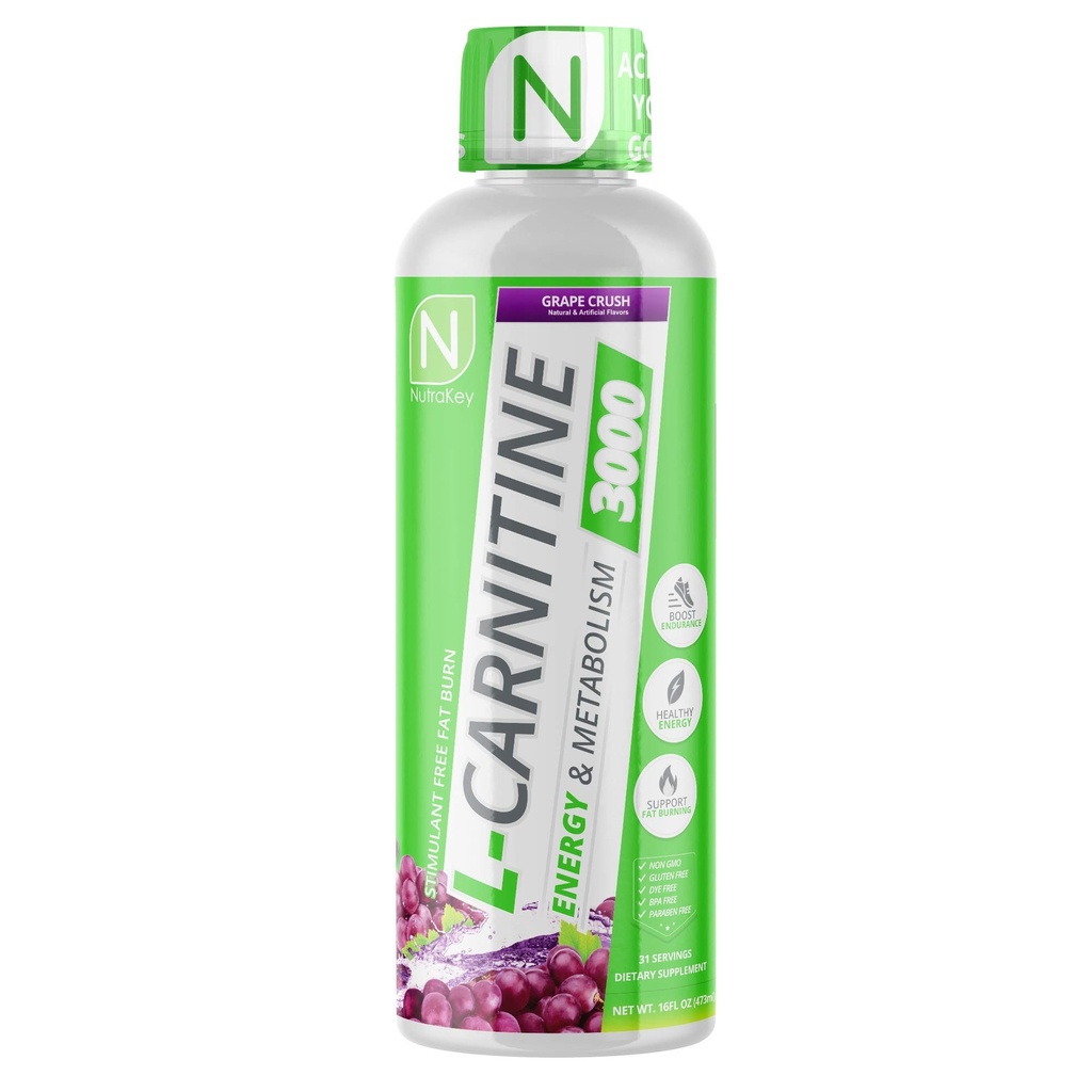 NutraKey L-Carnitine 3000mg, kein Zucker, Glutenfrei, Wenden Sie in Kraftstoff, (Schleife Crush) 31 Servierungen
