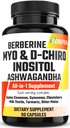 Myo-Inositol & D-Chiro Inositol Kapseln mit Ashwagandha, Berberine, Cinnamon, Gymnema, Chasteberry, Milk Thistle, Turmeric, Bitter Melon - 90 Kapseln