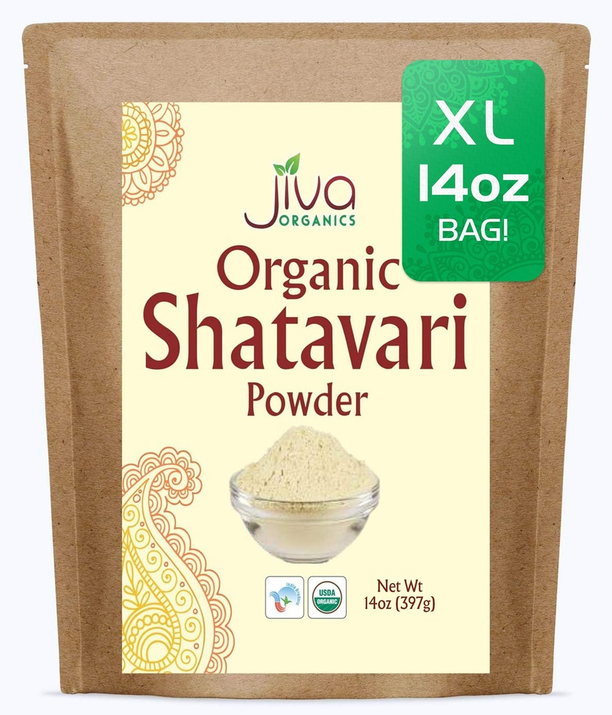 Jiva Organic Shatavari Powder 14 Unnce Bulk Bag - Spargel racemosus - Pure Ayurvedic Herb