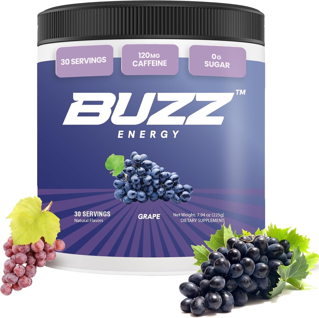 Morning Buzz Energy Powder Grape Drink - Energy Boost Drink Mix - Zuckerfreie Energie mit Antioxidantien - Morning Kickstart und Sports Nutrition Endurance Produkt
