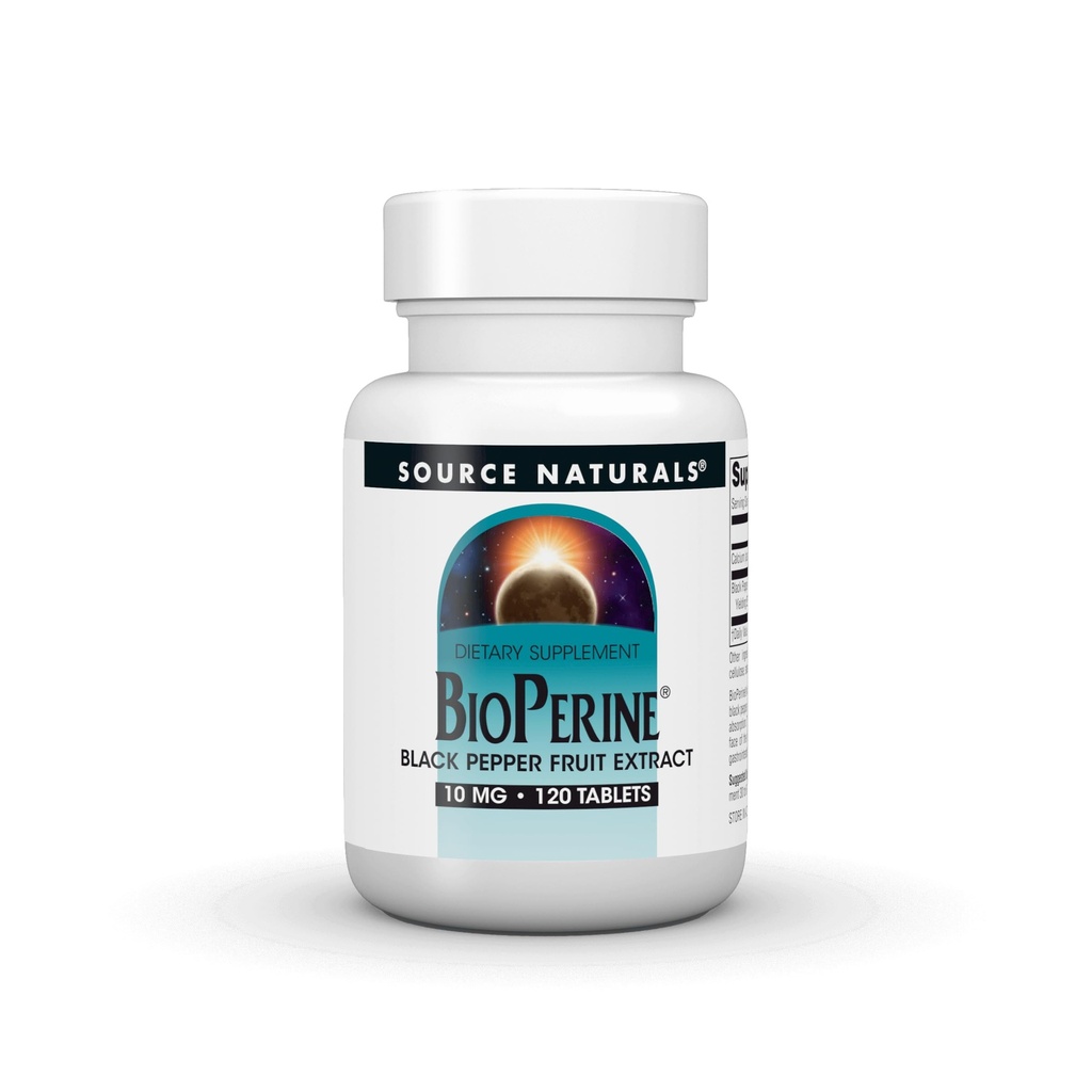 Source Naturals BioPerine - Extrait de fruits de poivre noir, favorise l'absorption des nutriments* 10 mg, 120 comprimés