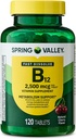Vitamine B12 Comprimés à distribution rapide Supplément alimentaire, 2 500 Mg, cerise, 120 Compte et récipient à pilule portable (2 articles)