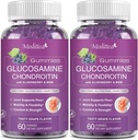 Mulittea Glucosamine Chondroitin Gummis - Extra Strength Joint Support Supplement mit MSM & Elderberry für Natural Joint, Antioxidant Immununterstützung für Erwachsene, Männer & Frauen-Sugar-Free (2 Pack)