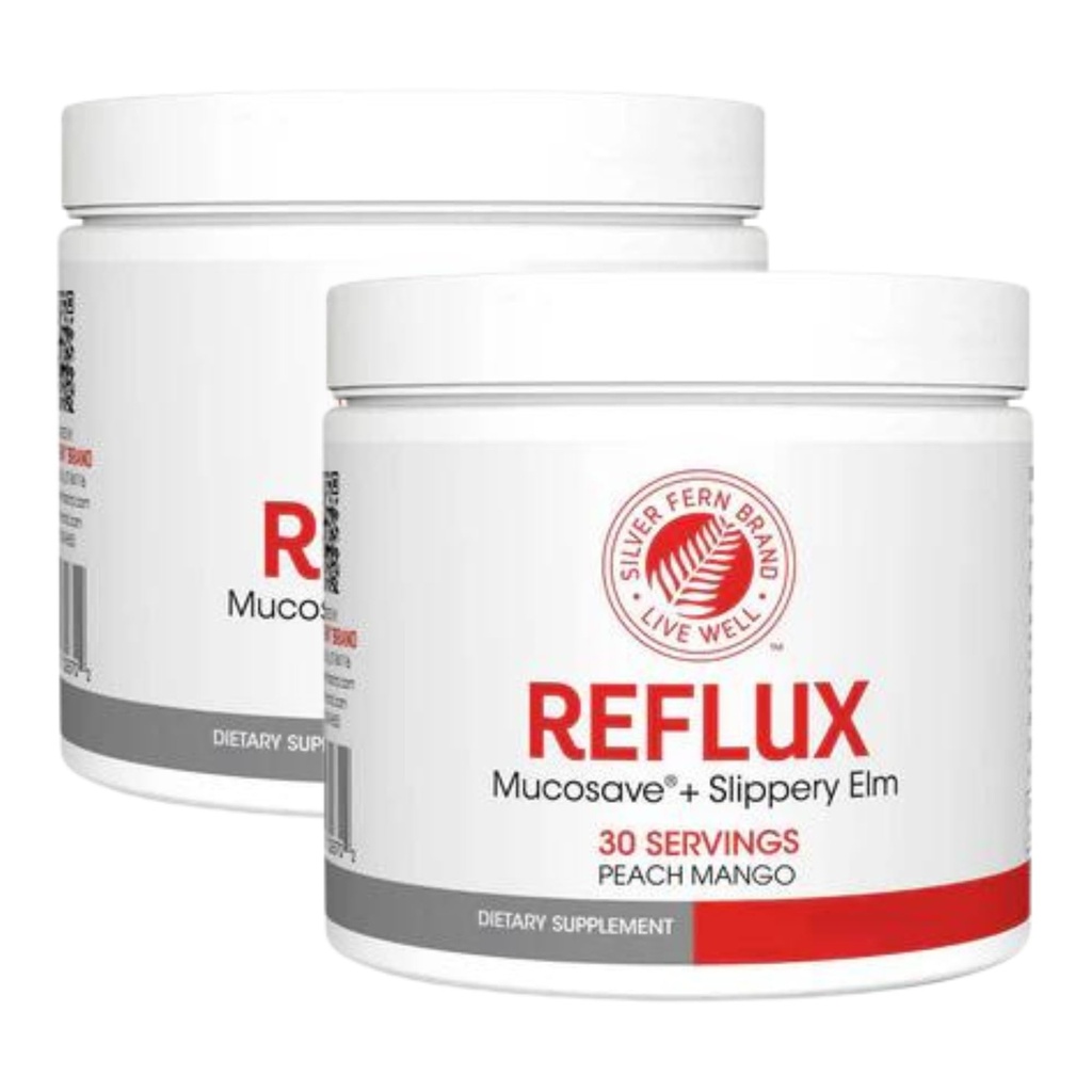 Reflux Verdauungsergänzung - Pfirsich Mango Flavor - Jede Wanne = 30 Scoops = 30 Servietten - Mucosal-Unterstützung für saure Themen - mit Mucosave FG und Slippery Elm Bark (2 Tuben)