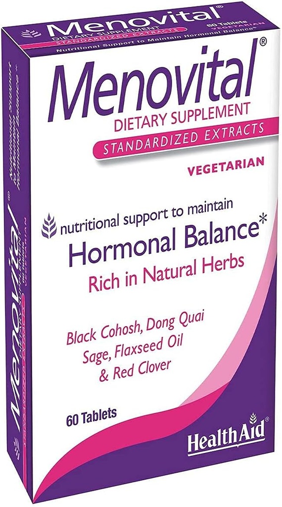 HealthAid Menovital – Supplément à base de plantes deux fois par jour pour le soutien de l'équilibre hormonal