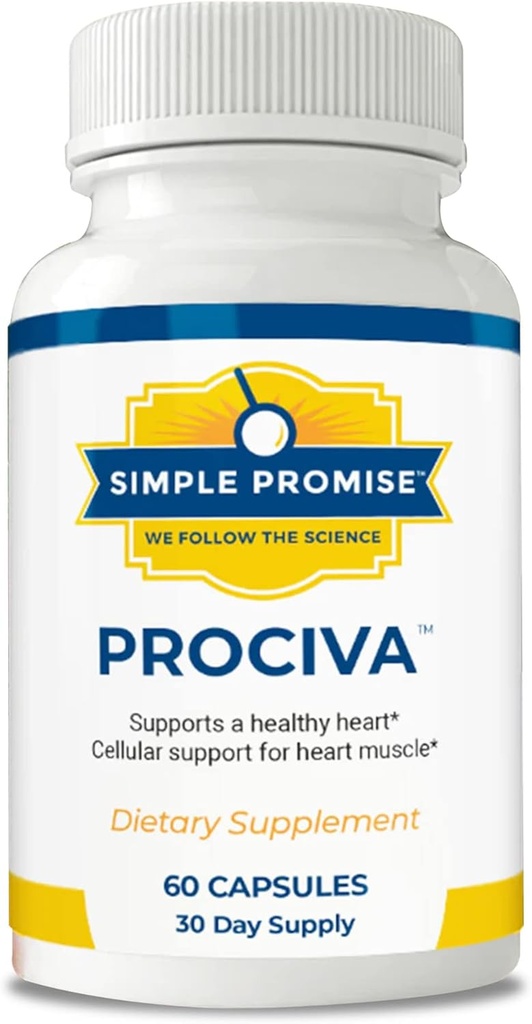 Einfache Prociva Prociva - Arjuna Bark Extrakt Herz-Gesundheitsergänzung mit Folsäure, Vitamin D & Magnesium - Kräuter Blutdruckunterstützung & Gesunde Herzpflege für Männer & Frauen - 60 Kapseln