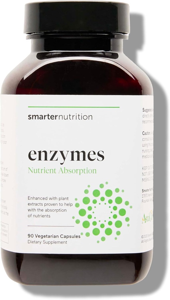 Smarter Nutrition Vegan Verdauungsenzyme - Digestion Bloating & Gut Health Support mit 16 Multienzymen für Nährstoffabsorption & Meal Time Comfort für Männer & Frauen - 90 Count[30-Day Supply]