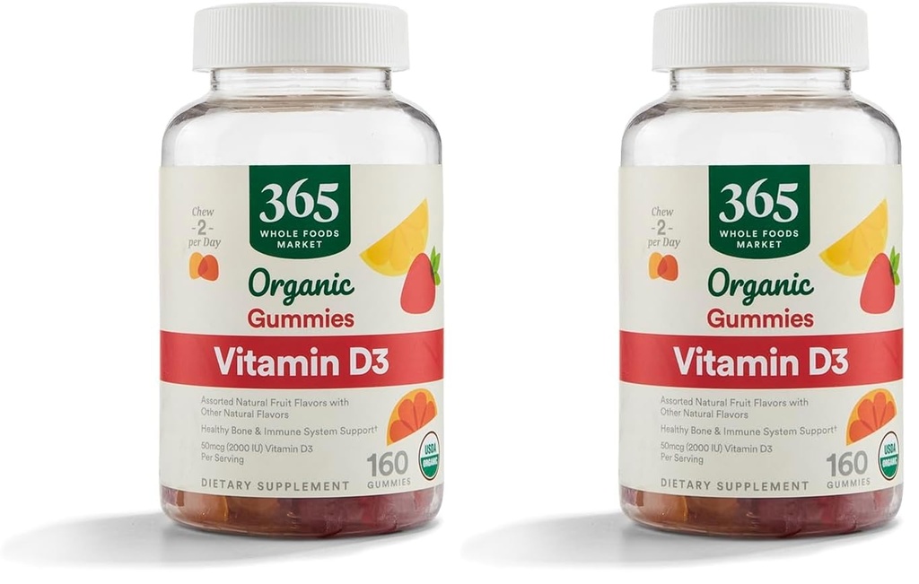 365 von Whole Foods Market, Bio Vitamin D3 Gummy, 160 Count (Pack von 2)
