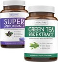 Antioxydants et extrait de thé vert (1-Mois d'approvisionnement) Antioxydant fusion verte - Super antioxydants - puissant super-aliment mélange quotidien (120 capsules) et extrait de thé vert avec EGCG polyphénol Catéchines(60 capsules)