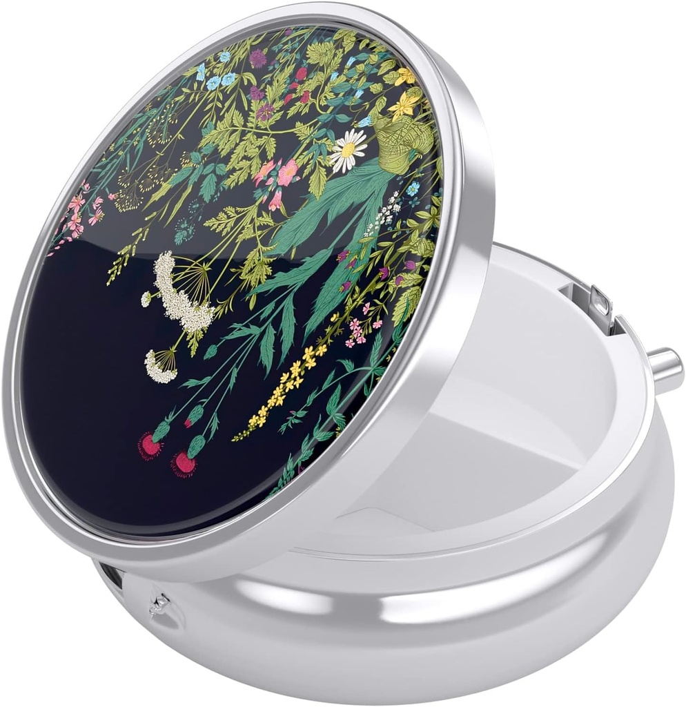 Nipichsha Pille Box, Kleine Pille Fall für Geldbeutel & Tasche, niedliche Reise Medizin Organizer, tragbare Medizin Container Halter, Vitamine, Medikamente, Fischöl & Supplement, Löwenzahn
