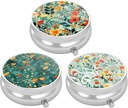 3 Pack Pille Box, Kleine Pille Fall für Geldbeutel & Tasche, niedliche Reise Medizin Organizer, Tragbare Medizin Containerhalter, Vitamine, Medikamente, Fischöl &amp; Nahrungsergänzung, Schöne Blumen zu halten