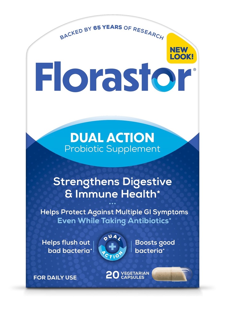 Florastor Probiotics for Digestive & Immune Health, 20 Kapseln, Probiotics for Women & Men, 1 Probiotic Worldwide, Flush Out Bad Bacteria & Boost Das Gute mit unseren Strain Saccharomyces boulardii