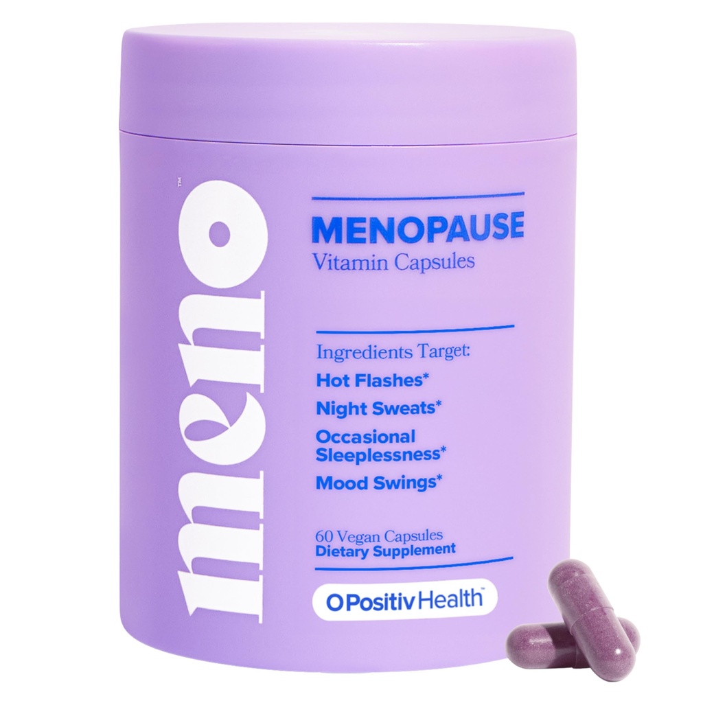 O Positive MENO Vitamine für Menopause - Hormonfreie Menopause Ergänzung für Frauen - Schwarz Cohosh & Ashwagandha KSM-66 - Hilft, Heiße Flashes, Nachtschwärmen, Mood-Swings - 30 Portionen (Pack von 1)