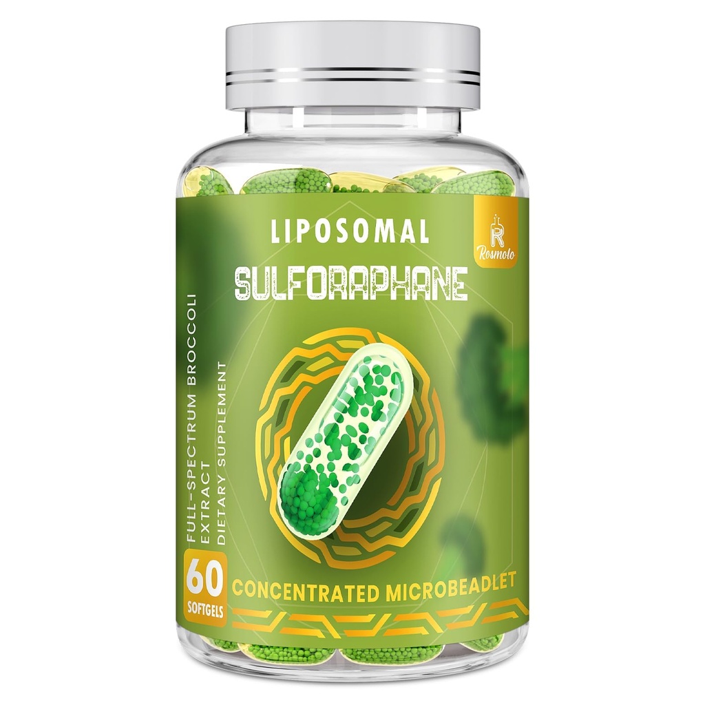 800 MG Liposomalraphane, Leistungsstarke Dual-Delivery für maximale Absorption & Potenz, Full-Spectrum Broccoli Extract, Antioxidant & Liver Supplement, 60 Softgels