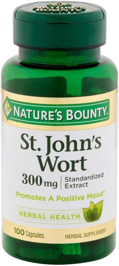 Nature's Bounty St. John's Wort Pills und Kräutergesundheitsergänzung, Fördert eine positive Stimmung, 300 mg Kapseln, 100 Count, Pack von 2