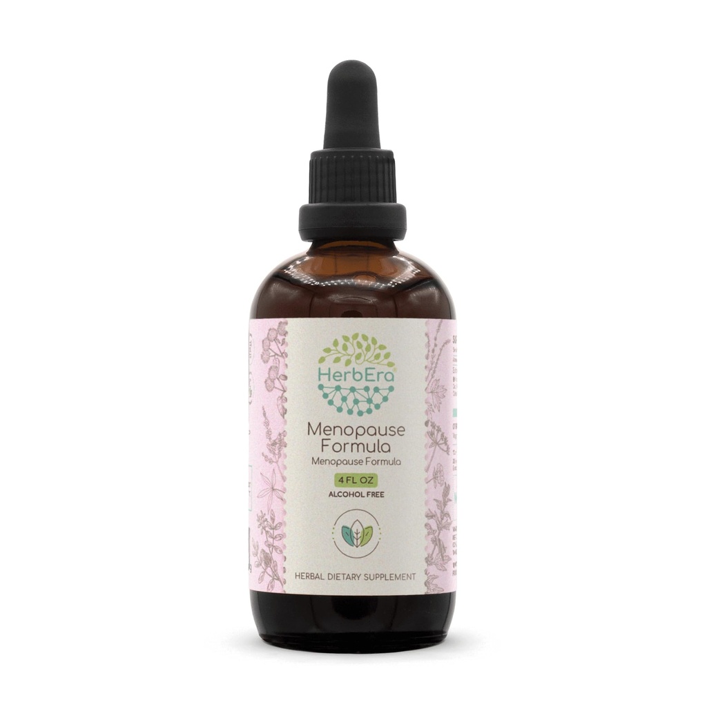 HerbEra Ménopause Formule B120 Teinture d'extrait sans alcool, gouttes liquides concentrées Berry de Vitex naturel, racine de réglisse, noyer, racine de Dong Quai, racine de Burdock, racine de Cohosh noir. 4 Fl Oz