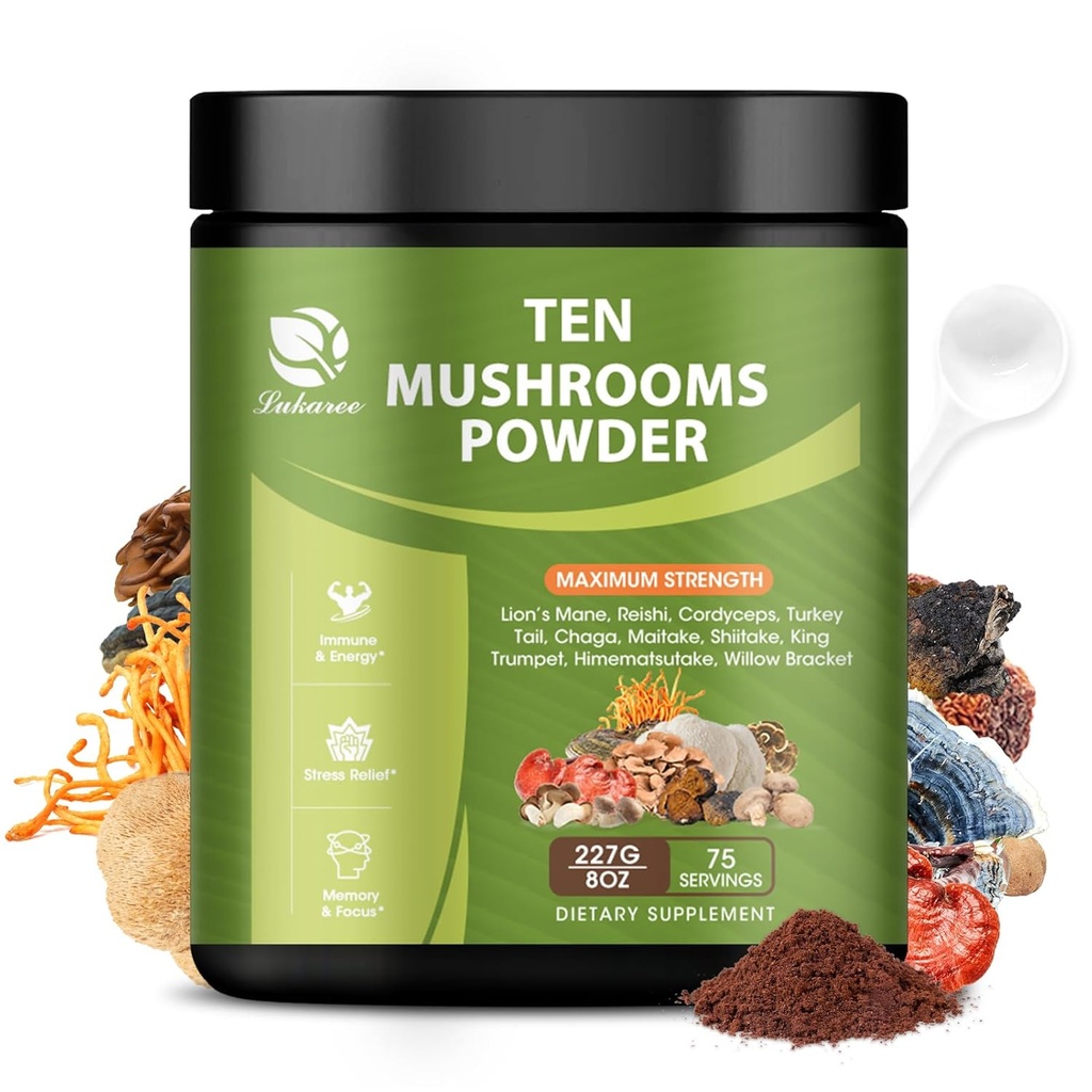 14 in 1 Pilz-Pulver für Kaffee kochen, 8 Unzen Pilz-Ergänzung mit Lions Mane, Chaga, Reishi, Türkei-Tail, Cordyceps Pilz-Extrakt-Pulver, etc, Pilze Mischung für Immun Gehirn Energie