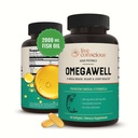 Huile de poisson OmegaWell Omega 3 - 2000mg Capsules : soutien cardiaque, cérébral et articulaire - 800 mg EPA 600 mg DHA - source durable - Softgels - 30 jours