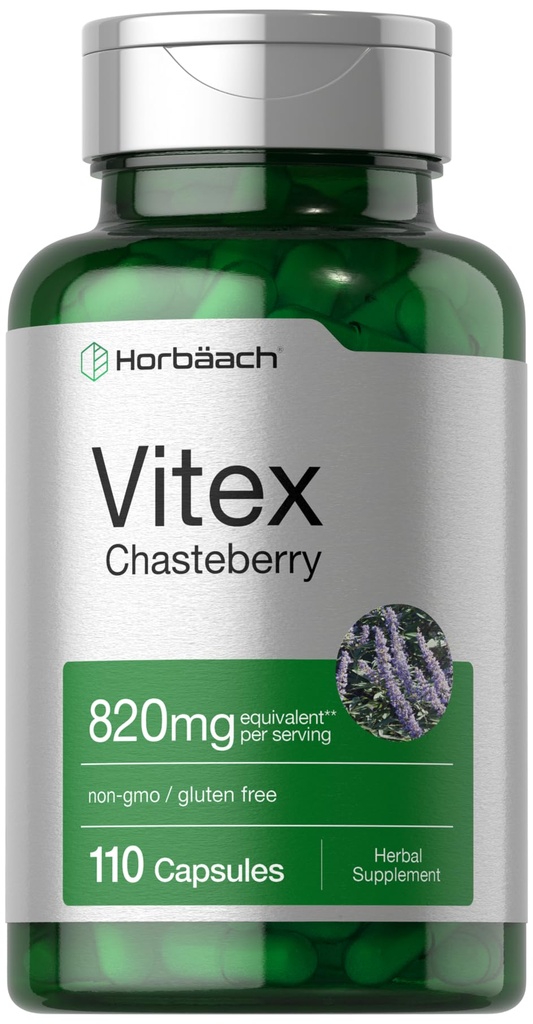 Horbäach Vitex Berry 820mg. 110 Capsules.com Supplément de chasteberry pour les femmes.