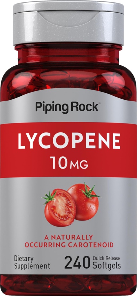 Piping Rock Lycopin 10mg | 240 Softgels | Nicht-GVO, glutenfreie Ergänzung