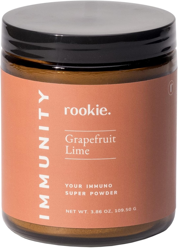 Immunity Maladie Boost Preventative Powder by Rookie Wellness, Inclut Vitamine D, Elderberry, Ginger, Supplément de Vitamines de Bien-Être Naturel, Pamplemousse et Lime Aromatisant (30 servir Jar)
