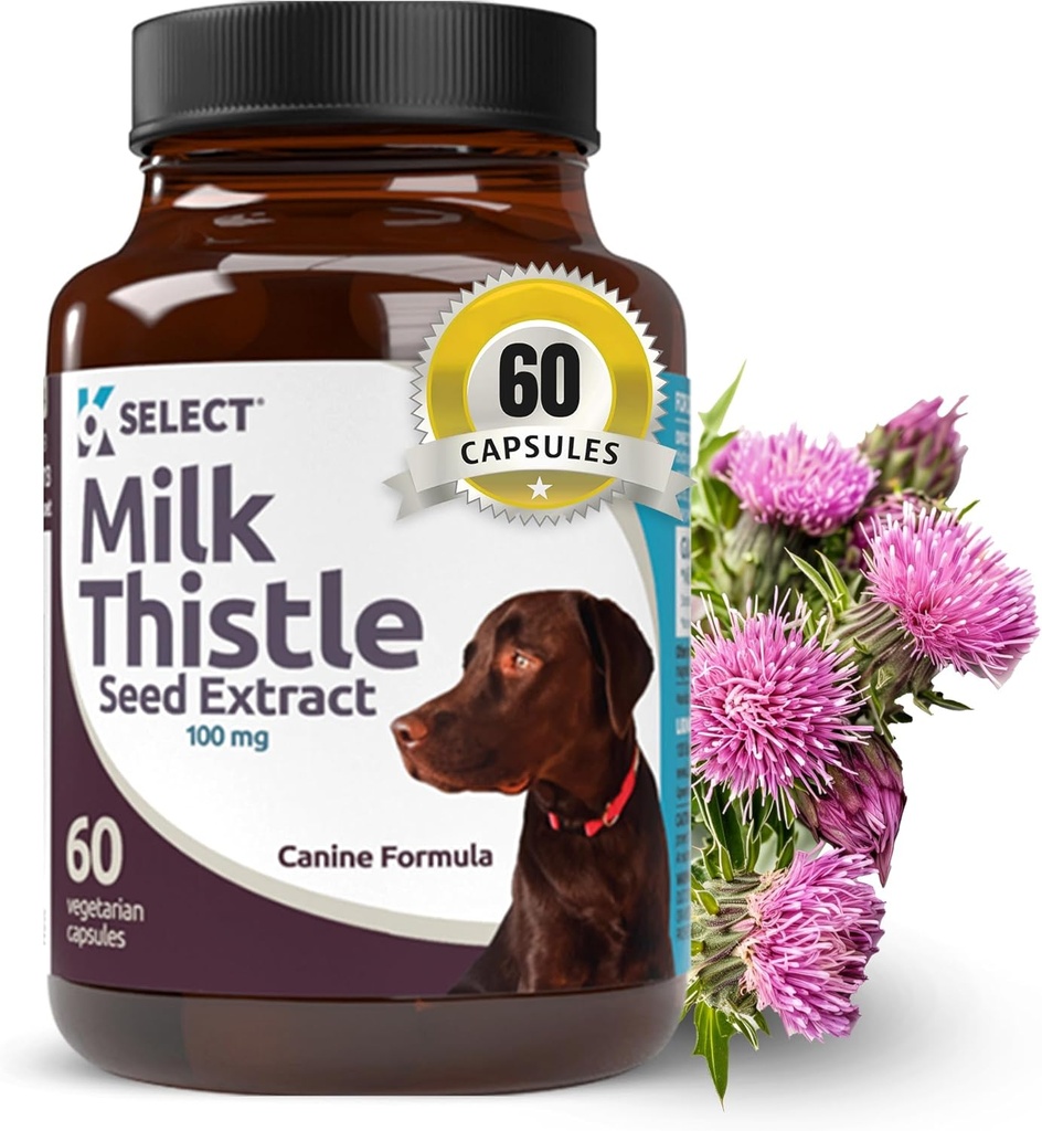 K9 Select Milk Thistle for Dogs, 100mg - 60 Gemüsekapseln - Canine Liver Health Milk Thistle Supplement - Milk Herbal