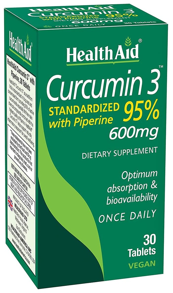 Complexe de Curcumine 600 mg, 30-Count, extrait de curcuma avec biopérine pour absorption accrue, 95% Curcuminoides, supplément quotidien de soutien articulaire et immunitaire