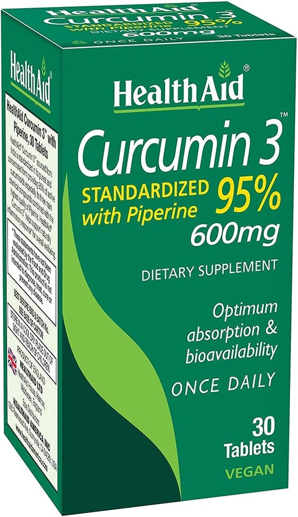 Complexe de Curcumine 600 mg, 30-Count, extrait de curcuma avec biopérine pour absorption accrue, 95% Curcuminoides, supplément quotidien de soutien articulaire et immunitaire