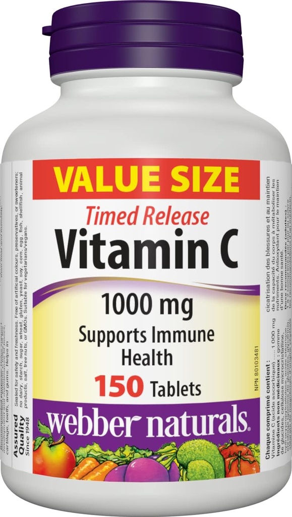 Webber Naturals Vitamin C Time Release 1000 mg, 150 Tabletten