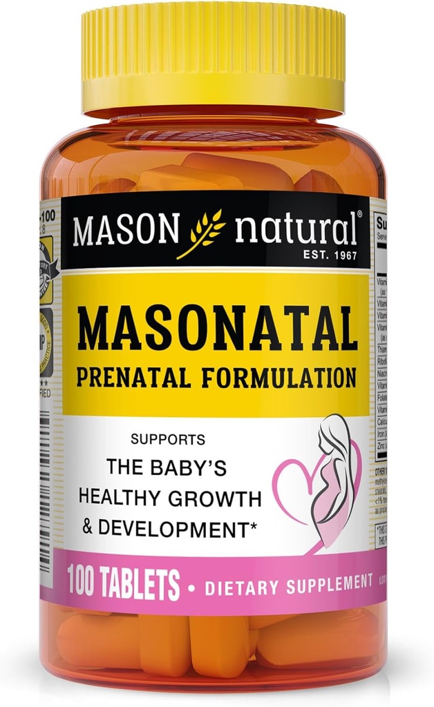 MASON NATURAL Masonatale pränatale Formulierung - Prenatal & Postnatal Multivitamin für Frauen zur Unterstützung der Babyentwicklung, 100 Tabletten