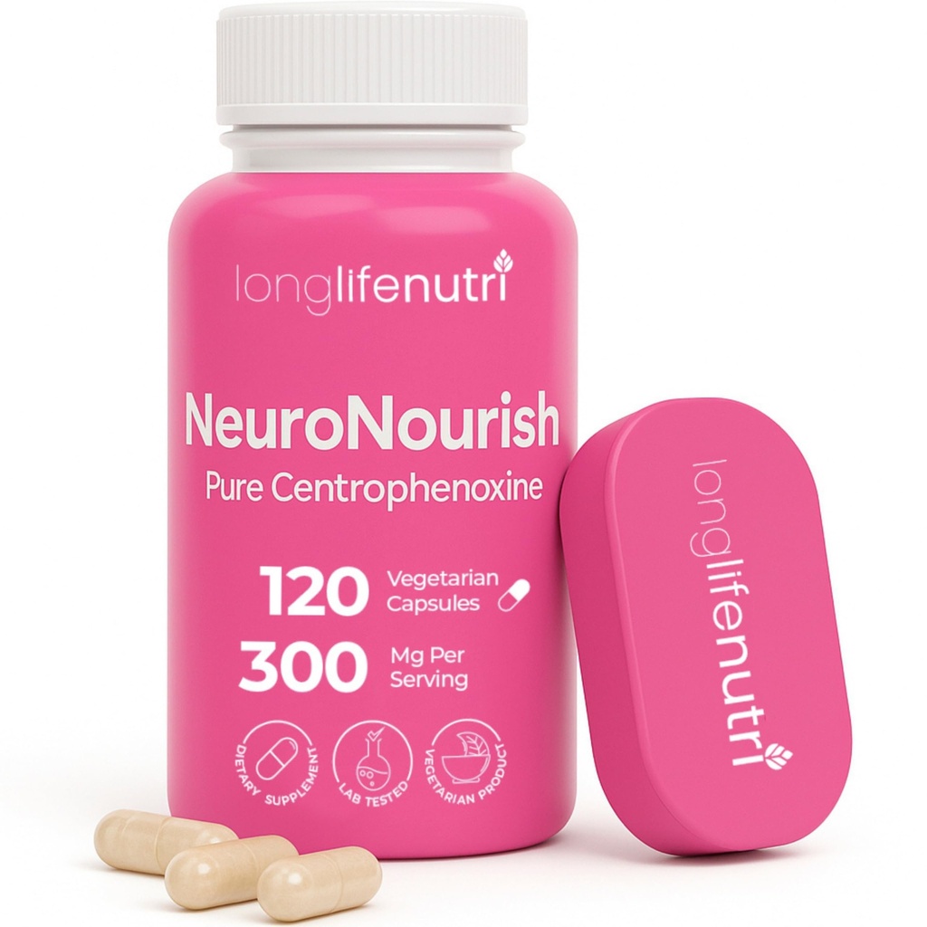 NeuroNourish (Centrophenoxine) 300mg - DMAE & pCPA, 120 Vegetarische Kapseln, 4-Monats-Versorgung, Natural Nootropic für die Stärkung von Gedächtnis, Fokus, & Cognitive Funktion, GMP Zertifiziert, Made in USA