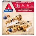 Atkins Blueberry Griechischer Joghurt Protein Meal Bar, High Fiber, 15g Protein, 3g Zucker, 5g Net Carbs, Meal Replacement, Keto Friendly, 5 Count