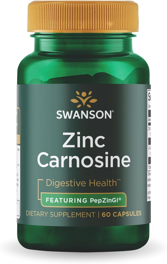 Swanson Ultra Zinc Carnosine (PepZinGI) - 60 Kapseln - Natürliche Ergänzung für Magen-Gesundheit, Verdauungsunterstützung und Magen-Mikrobielle Balance