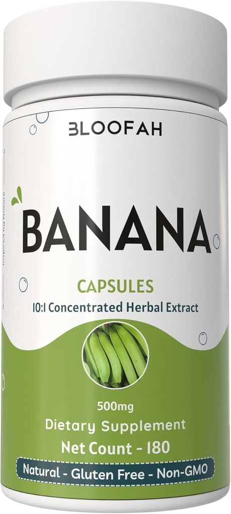 Capsules de bananes 500mg.Concentré 10:1 Extrait de Musa paradisiaca.