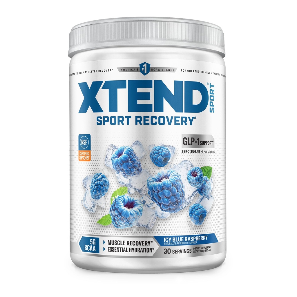 XTEND Sport BCAA Powder Blue Raspberry Ice - Poudre d'électrolyte pour la récupération et l'hydratation avec les acides aminés - 30 portions