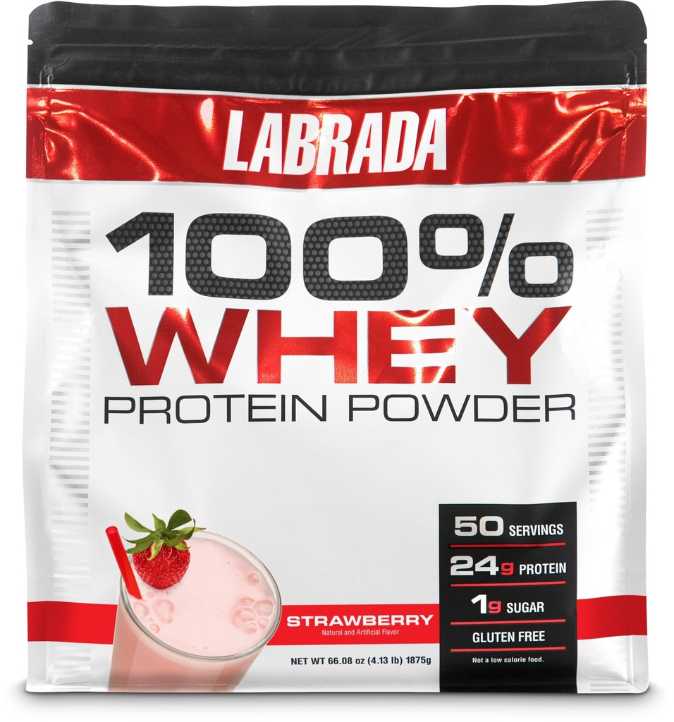 Labrada Nutrition 100% poudre de protéines de lactosérum, fraise, 4,13 lb