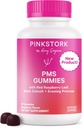 Pink Stork PMS Support Gummi für Damen - Red Raspberry Leaf, Black Cohosh, Evening Primrose Oil - Bloating, Cravings, Haut, Stimmung - Hormonal Cycle Support - 60 Berry Gummies - Vegan, Plant-Based