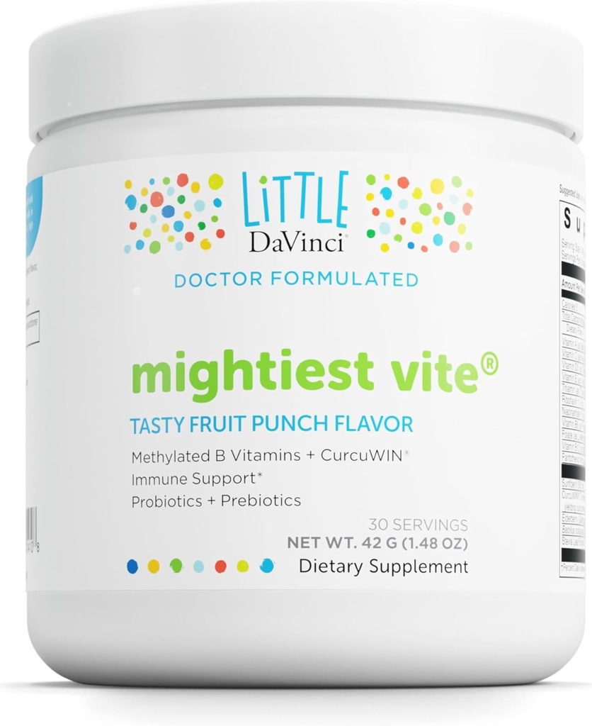 DAVINCI Little Mightiest Vite - Multivitamin für Kinder mit Probiotics & Prebiotics - Unterstützt Immunsystemfunktion, Gut Health & Brain Health* - Fruit Punch Flavor - 30 Servierungen (42 g)