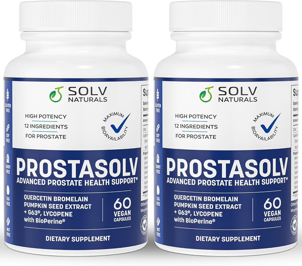 PROSTASOLV Advanced Prostatitis | CPPS Supplement, Vegan Kapseln, Quercetin Bromelain, Kürbis Seed Extract, Lycopen, BioPerine für Pelvic Health (2)