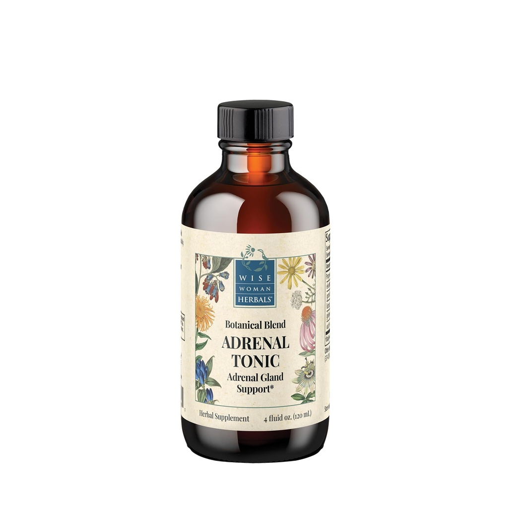 Wise Woman Herbals Adrenal Tonic Liquid Extract, Herbal Adaptogen Blend mit Eleuthero, Ashwagandha & Licorice, unterstützt gesunde Nebennieren Funktion, Energie, Stamina, Stress & Focus, Non-GMO, 4 Fl Oz
